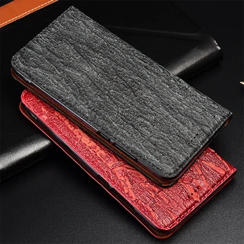 

Tree Texture Genuine Leather Magnetic Phone Case For ZTE Blade A6 V8 V9 Lite Flip Stand Case Cover