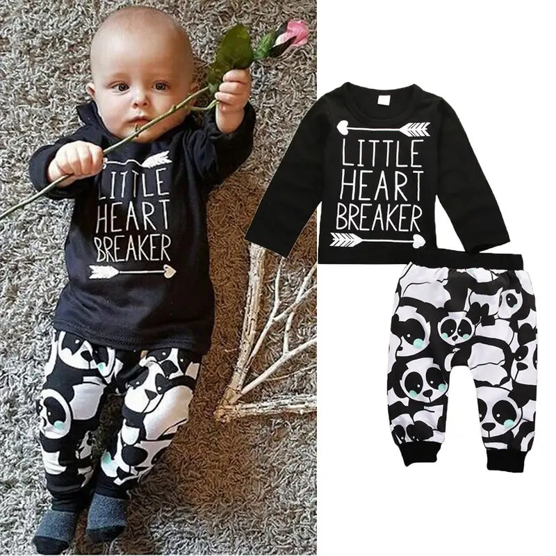 

Cute Newborn Infant Baby Clothes Little Boys Girls T-shirt Top+Pant 2pcs Outfits Bebes Clothing Set