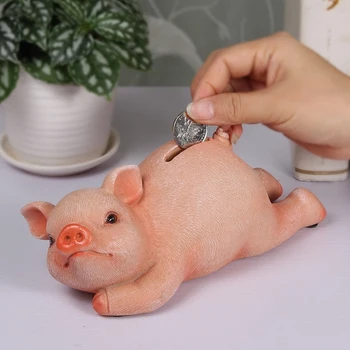 

Piggy Bank Piggy Pig Home Resin Craft Ornaments Money Box phone stand holder Cash Coin Bank Moneybox Coin Box