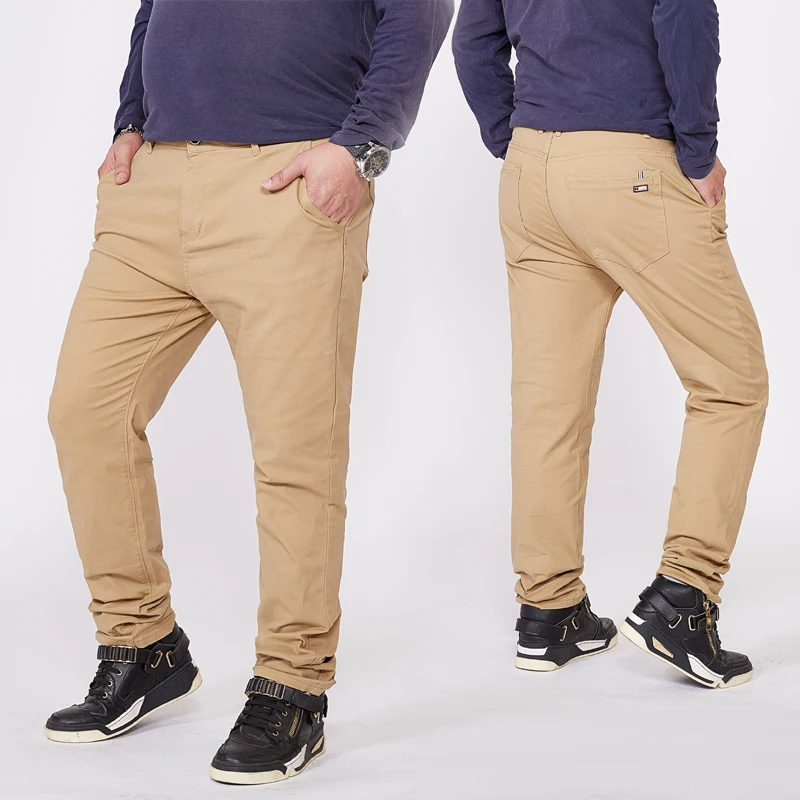 Бесплатная доставка летние Прямые хлопковые брюки 48 размер сильно эластичные большие размеры Свободные повседневные мужские большие