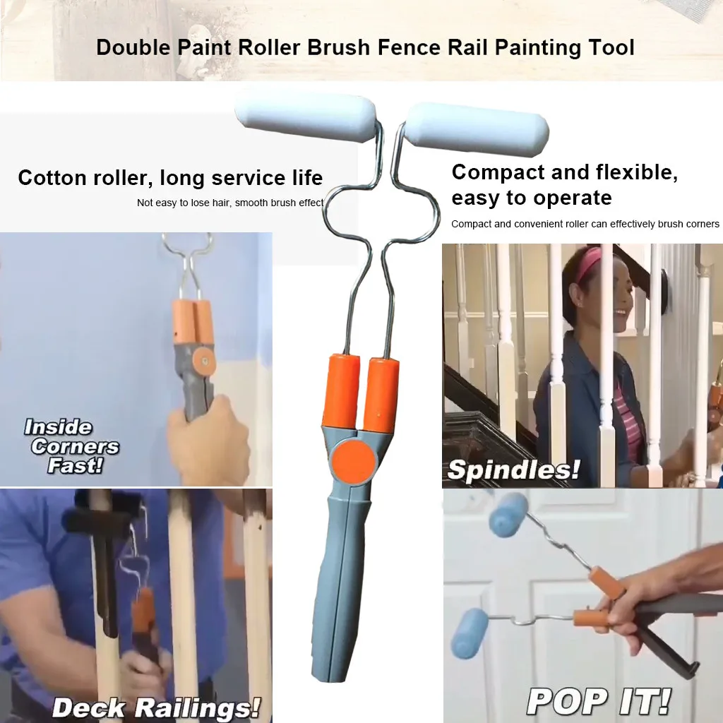 

Paint Rollers All Dual Paint Roller Helps Paint Fencing Poles And Corners Dual Paint Roll Adjustable Without Dead corner