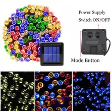Водонепроницаемая Солнечная гирлянда, гирлянда, светильник, для улицы, водонепроницаемый, 3 режима, Рождественская фея, 100 светодиодный солнечный светильник s для украшения сада