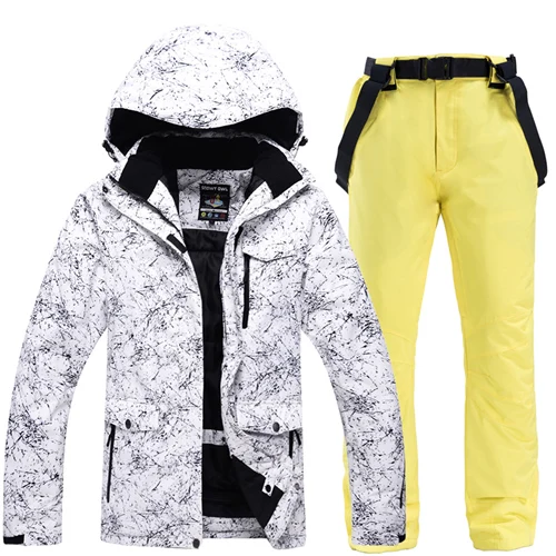 Лыжные куртки и брюки для мужчин и wo мужской лыжный костюм комплекты для сноубординга очень теплая ветрозащитная Водонепроницаемая зимняя одежда для улицы - Цвет: Sets 12