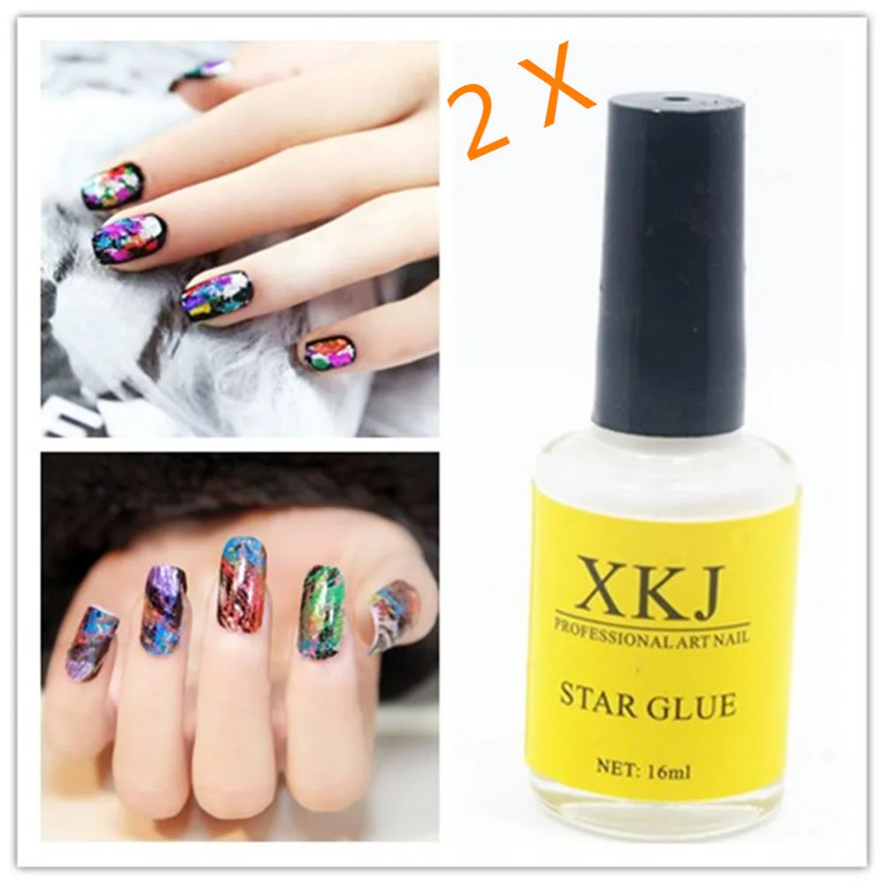 

2 pcs Pro Nail Art Glue for Foil Sticker Nail Transfer Tips Adhesive Tool