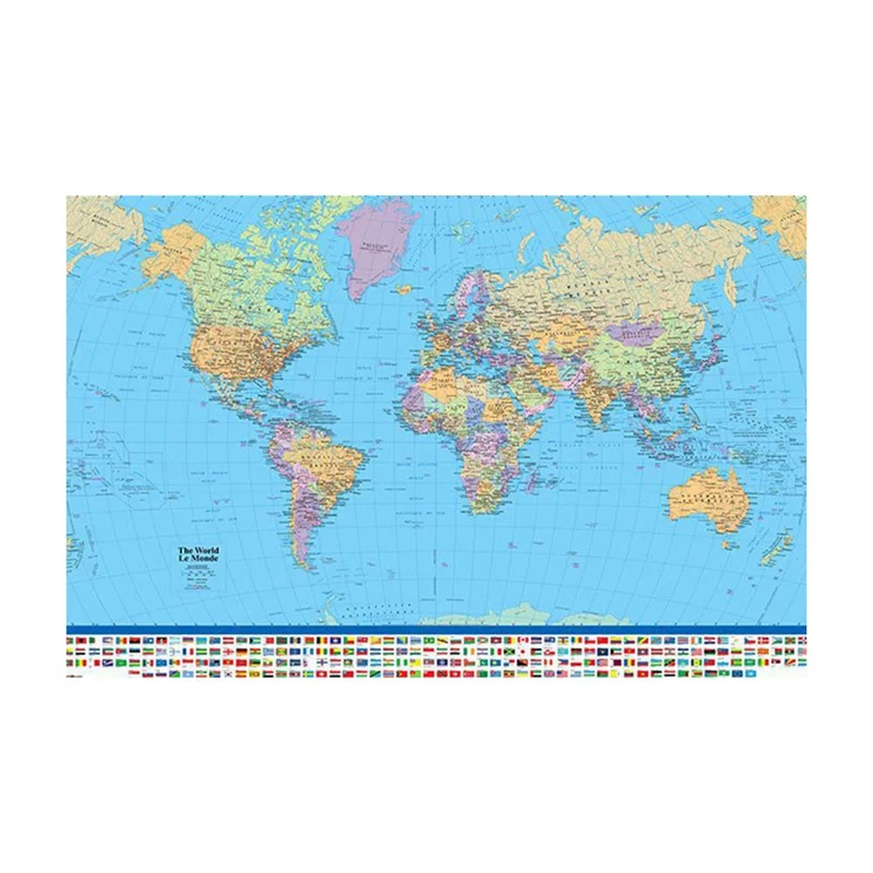 Vintage World Map With Flags Large Maxi Poster Art Print 91x61 cm