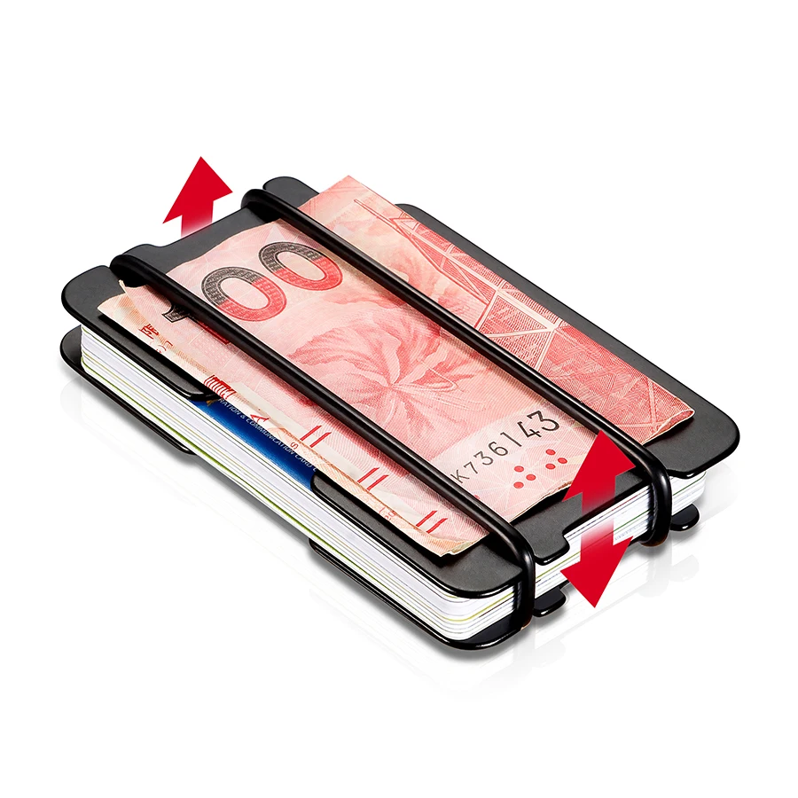 NewBring Fashion Metal ID Credit Card Holder Black Pocket Box Business Cards Wallet With RFID Anti-chief Wallet Men
