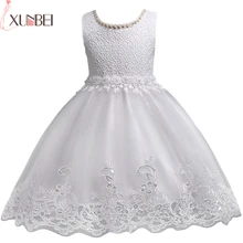 Dresses Evening-Gowns First-Communion-Clothing Pearls Flower-Girl Lace-Appliques Wedding