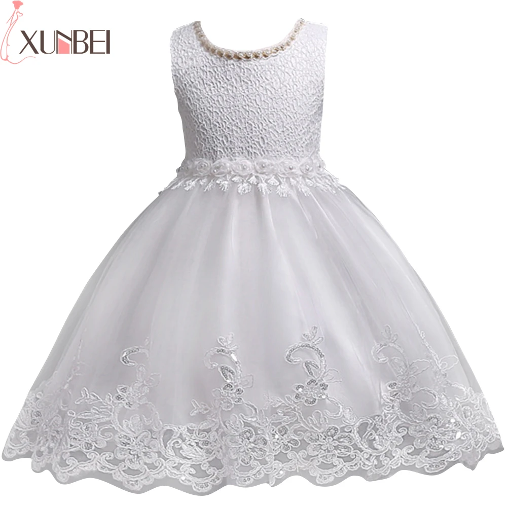 Lovely Lace Appliques Beaded Flower Girl Dresses Kids Evening Gowns For Wedding First Communion Dresses vestido comunion