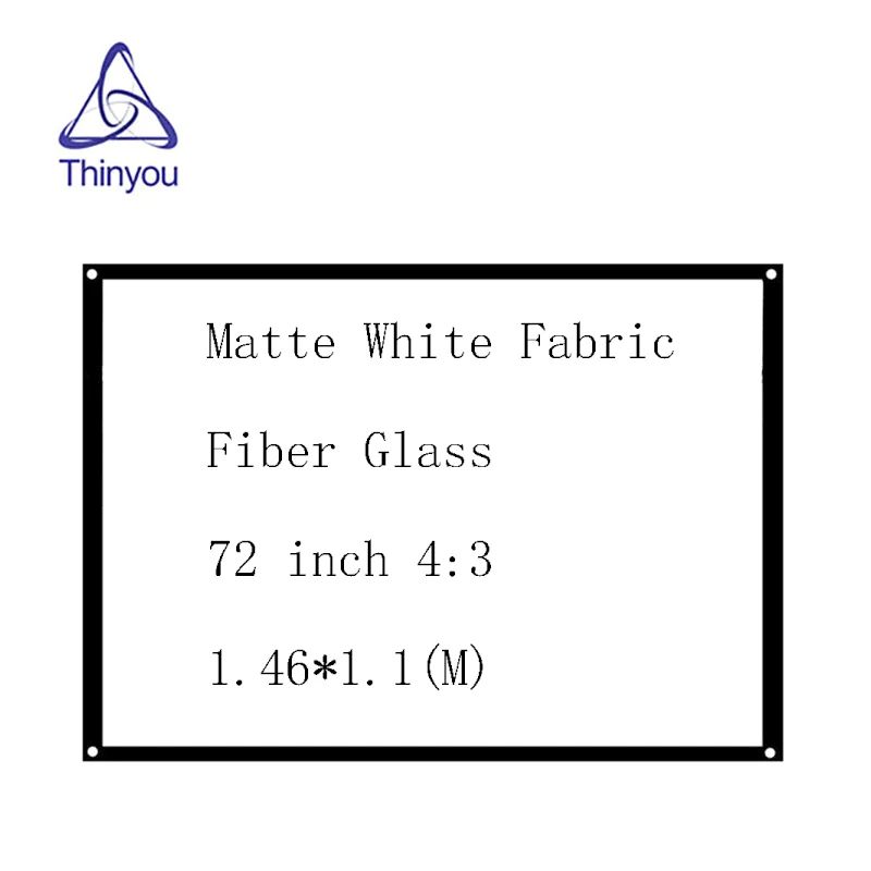 Thinyou 72 дюймов 4:3 матовая белая ткань волокно стекло простой проектор экран HD фильм светодиодный ЖК дисплей DLP настенный