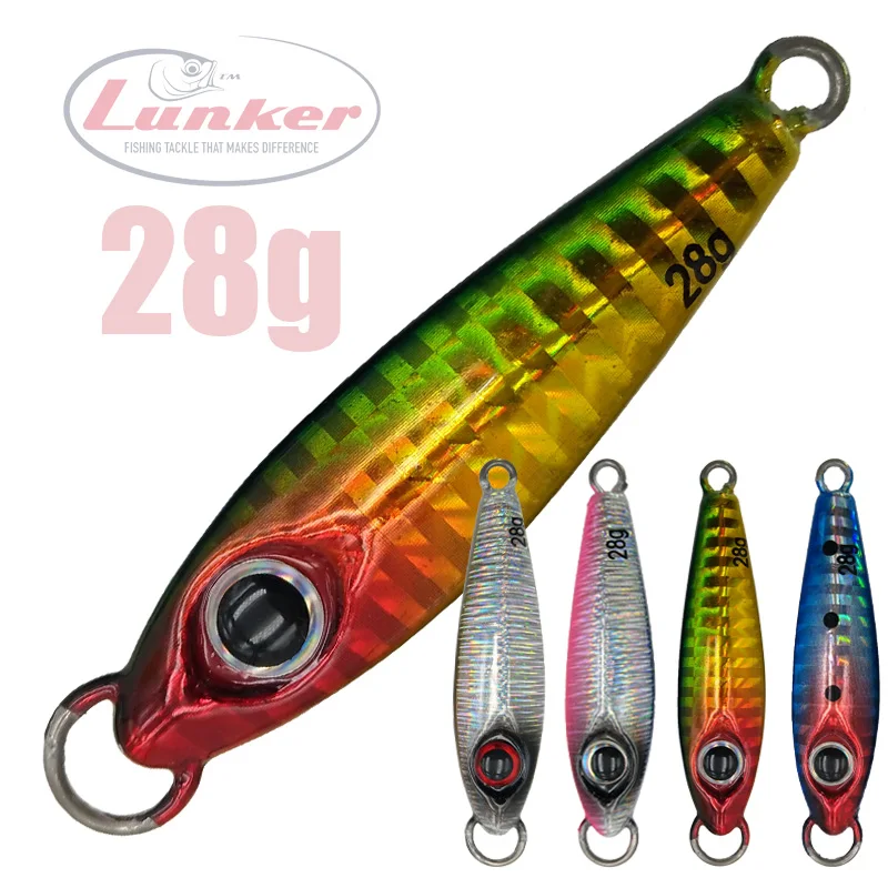 

Lunker metal shore jig 28g micro jigging long cast fishing lure mackerel port dock