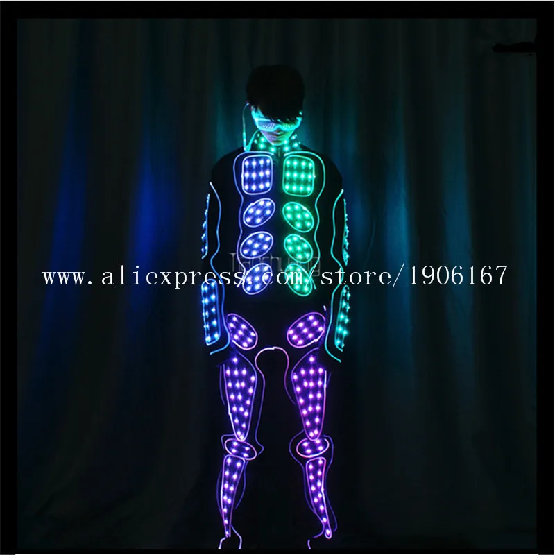 rogrammabl DMX led costumes ballroom dance RGB robot suit dj disco bar party stage wears luminous clothe performance tkv4