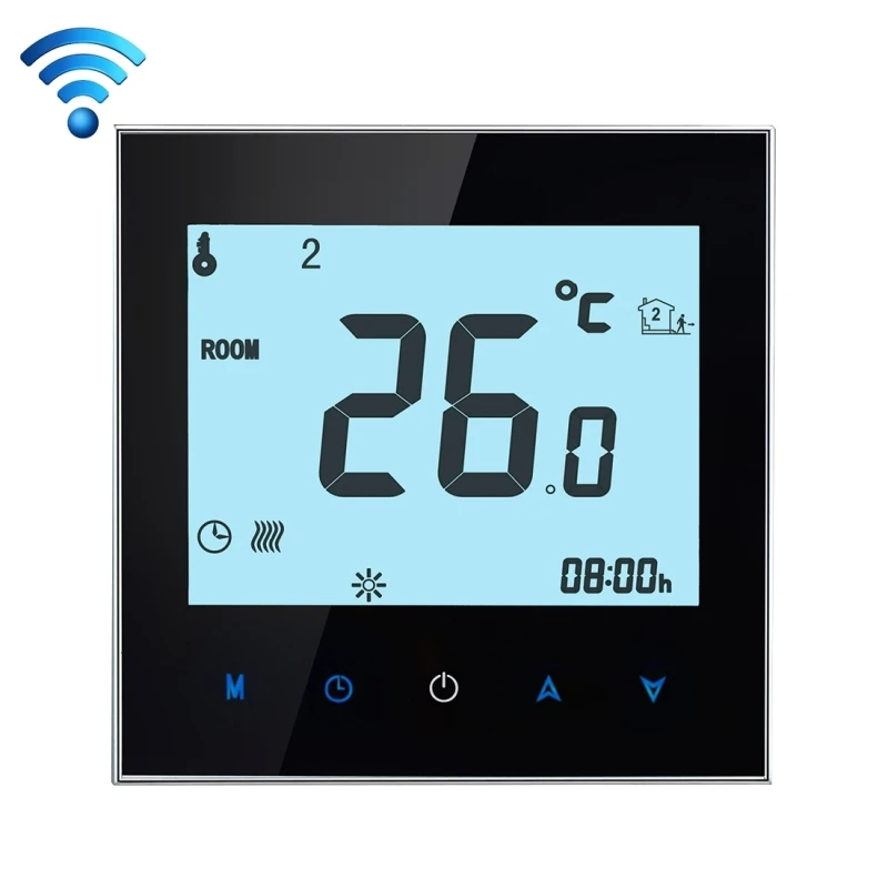 16A 220V AC LCD Touchscreen Weekly Programmable Electronic Floor Heating Temperature Phone Controller Room Air Thermostat