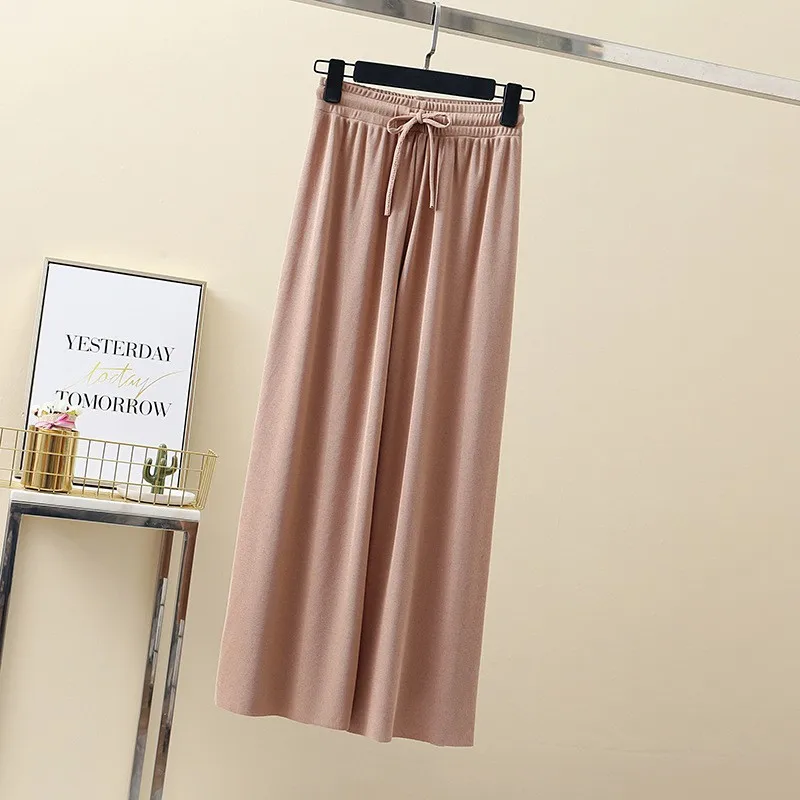 2019 Women's Solid Wide Leg Pants Loose Drawstring Casual Ankle-Length Female Trousers Summer Pleated Pants 2019 Women's Solid Wide Leg Pants Loose Drawstring Casual Ankle-Length Female Trousers Summer Pleated Pants