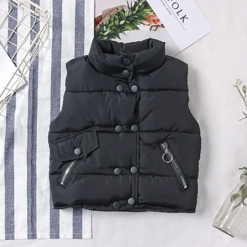 2017 Newest Solid Cotton Thick Warm Vest Baby Girl Boy Autumn Waistcoat