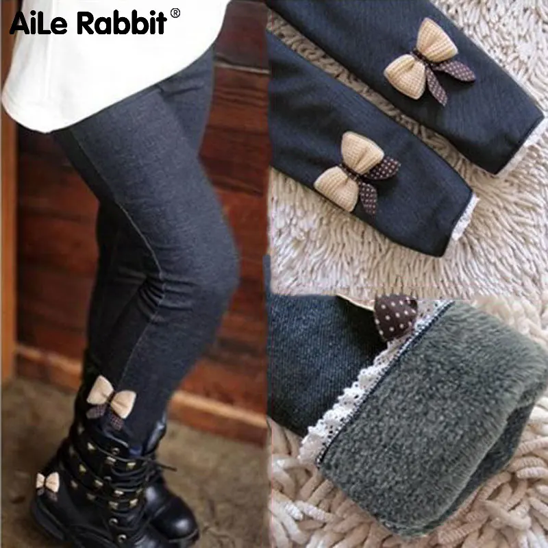 

AiLe Rabbit Winter Girls Leggings Warm Leggins Girl Faux Leather PU Pants Kids Children Getry Pantalones Fille Hiver Leguin