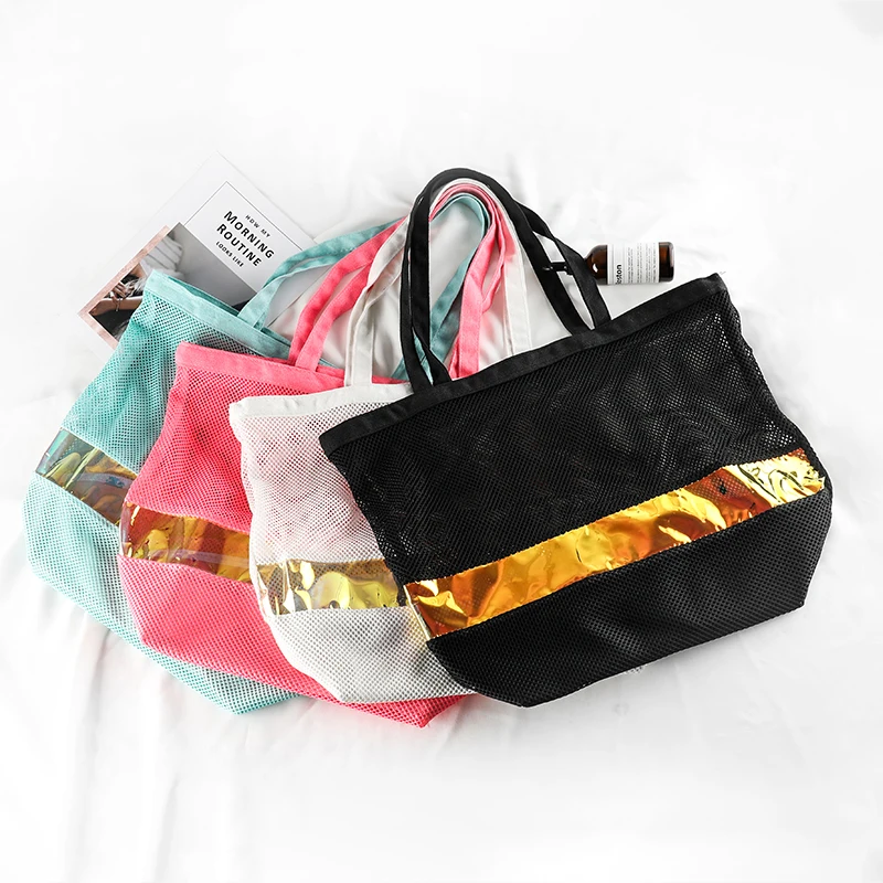 Модная Лазерная ПВХ антимоскитная сетка сумки для покупок летние женские полые пяжные плечевые сумки
