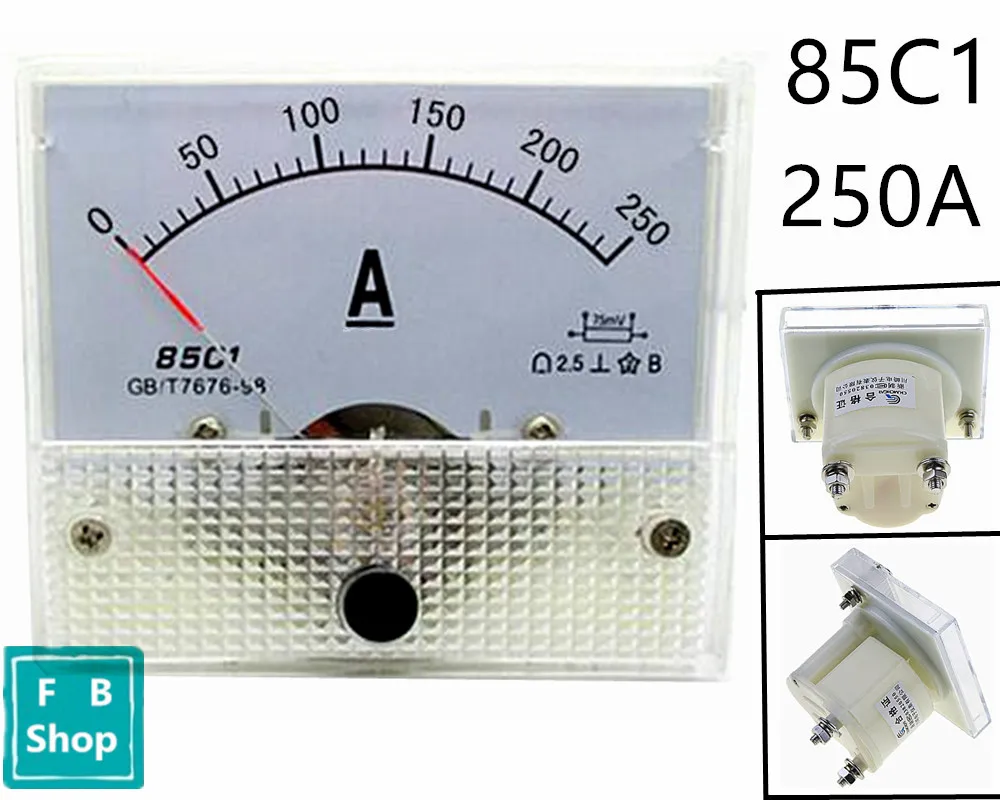DC аналог метр Панель 250A AMP Текущий амперметры 85C1 0-250A датчик