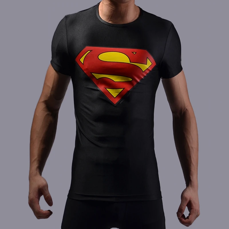 

Top quality compression t-shirts Superman/Batman/spider man/captain America t shirt men fitness shirts men t shirts