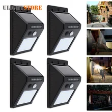 4pcs! Rechargeable Solar Power LED Wall Light PIR Motion Sensor Outdoor Waterproof Garden Yard Street Path Home Security Lamp