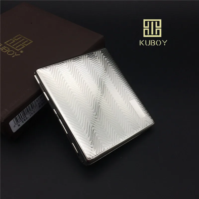 

KUBOY KC6-06 Mordern quality stainless steel cigarette case embossing process cigarette storage boxes bins for 9 cigarettes