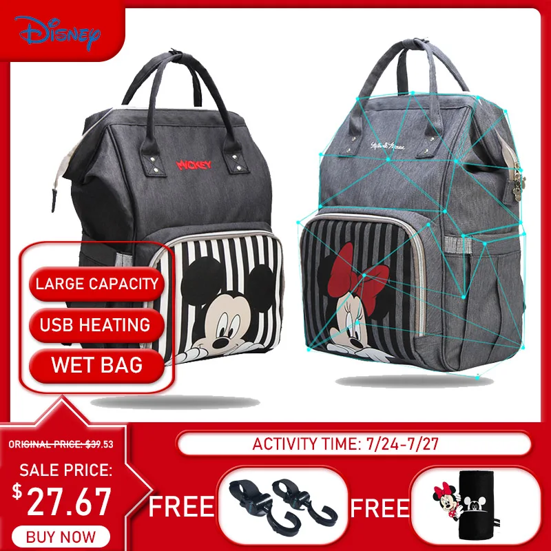 

Disney USB Diaper Bag backpack Baby Care Bags Bottle Warmer Mummy Backpack Maternal Minnie Mickey Bolsa Maternity Backpack