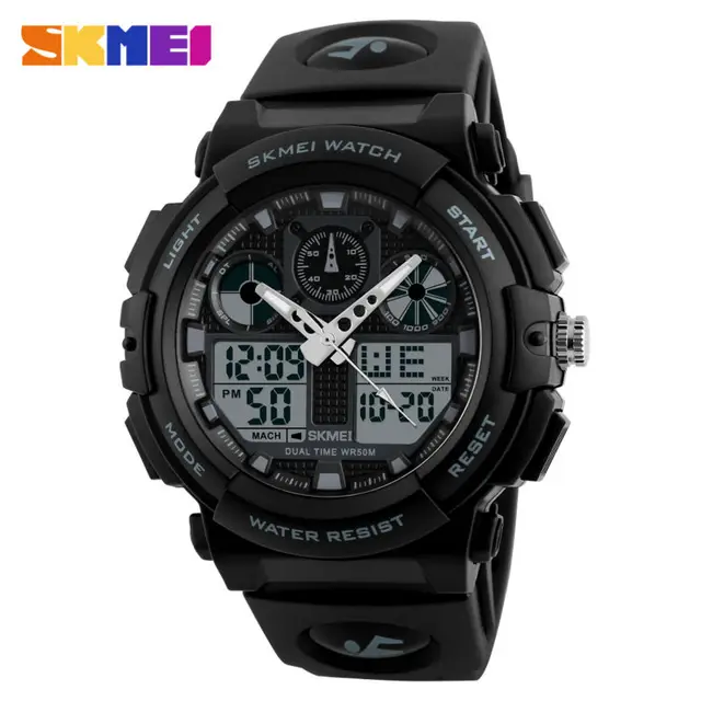 Cheap SKMEI Men Sports Watch Male Quartz Analog Watches Electronic Dual Display Wristwatches Relojes Watwrproof Relogio Masculino 1270