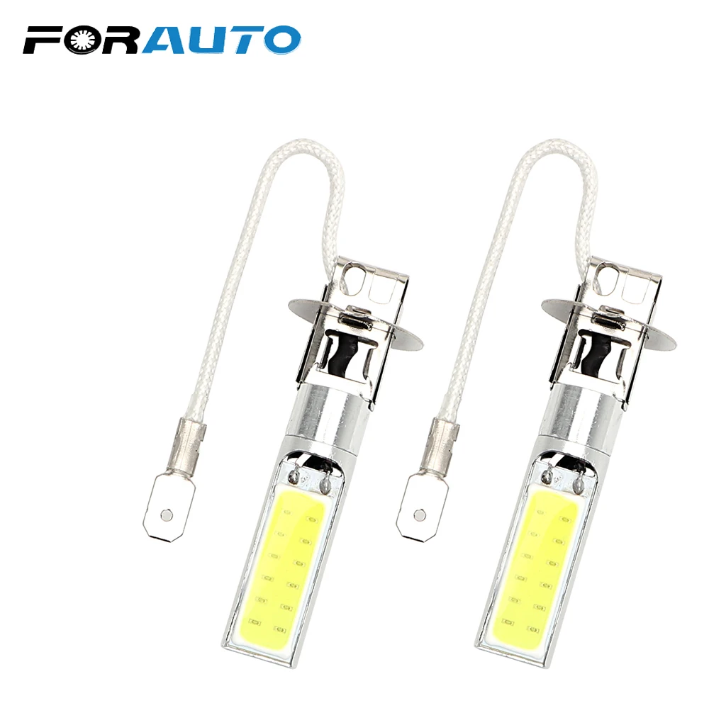 

FORAUTO 2PCS H3 COB LED Car Headlight Headlamp Car-styling Driving Bulb Universal Auto Fog Lamp Head Light Lamp Super Bright