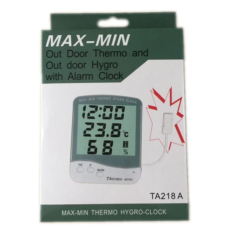 Большой ЖК-дисплей в/Уличный Термометр гигрометр бытовой Измеритель температуры и влажности Часы MAX-MIN термо-тестер 1,5 м кабель сенсор