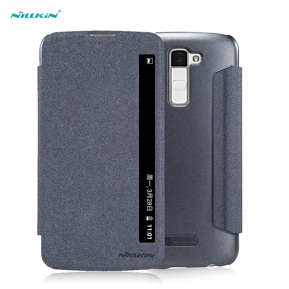 NILLKIN Sparkle Series for LG K10 Side Flip Window View Smart PU Leather Case for LG