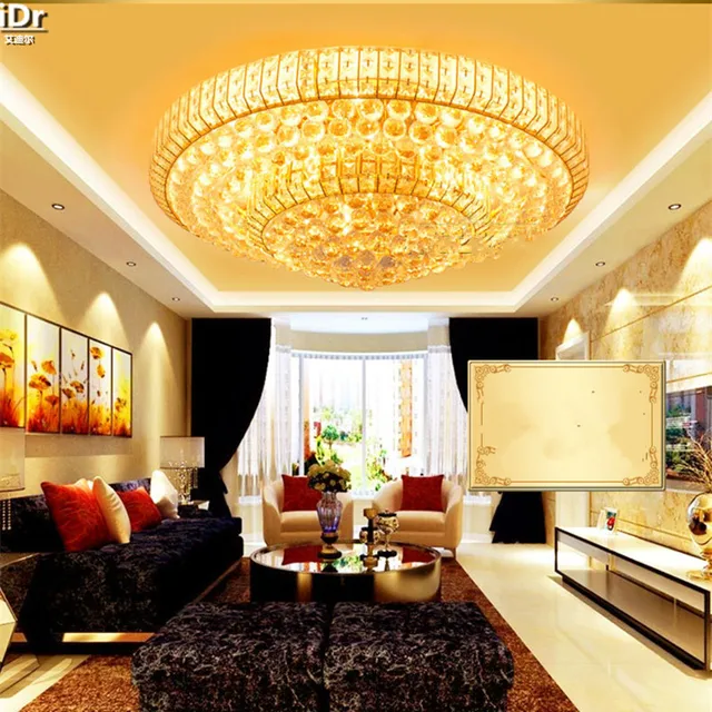 Goud ronde kristal moderne Europa woonkamer lampen verlichting ... Goud ronde kristal moderne Europa woonkamer lampen verlichting ...