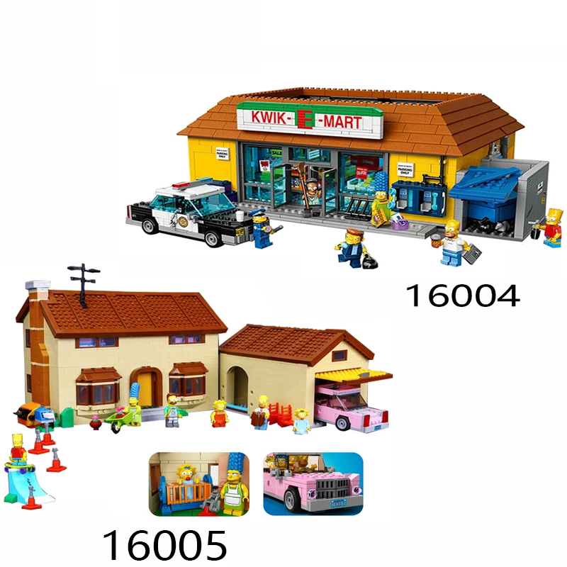 

The Simpsons Bart Homer the Kwik-E-Mart Model Building Blocks Bricks Compatible legoing 71016 toys for children 16004 16005