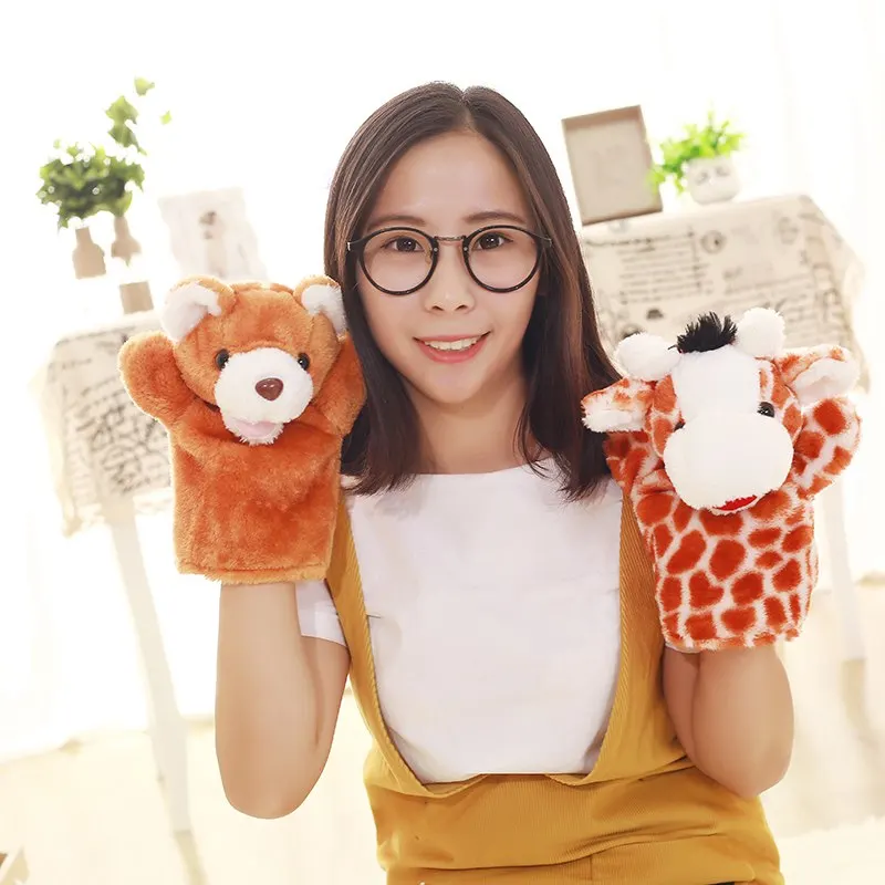 

1pc 28cm 12 Patterns Plush toys cartoon Puppet Animal modeling dolls Baby soothing hand puppets Storytelling dolls Birthday Gift