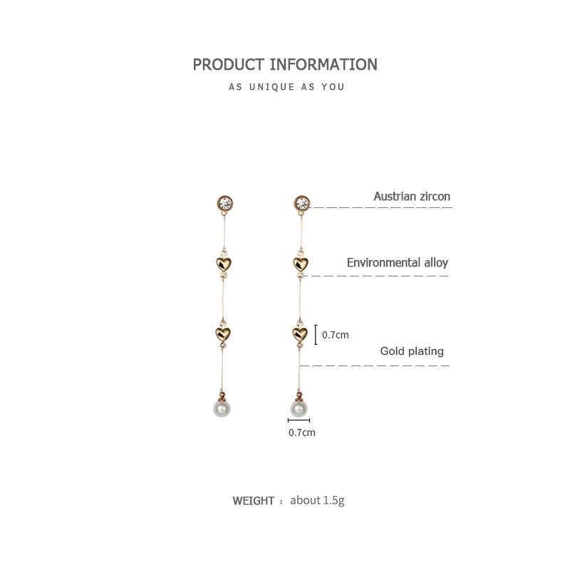 ZEGL любовь сердце кулон серьги Длинные темперамент серьги простой кисточкой уха линия для женщин