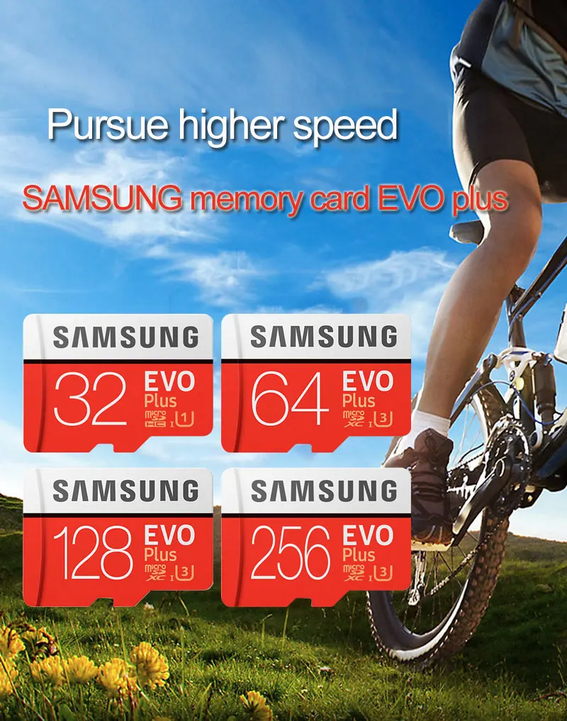 SAMSUNG 95 M/s-100M/s Micro SD карта EVO+ 32 Гб 64 Гб 128 ГБ 256 Гб карта памяти класс 10 EVO Plus TF карты транс флэш SDXC SDHC