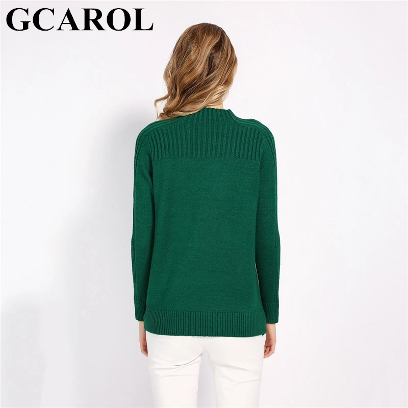 Ceny GCAROL 2019 jesień zima stojak kołnierz skręt sweter Stretch koreańskie słodycze sweter High Street podstawowe sprawiają, że dzianinowy sweter S XL