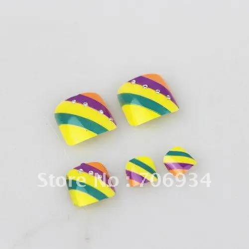 

12sets/lot 3D Toe Nails Tips With Nail Glue Acrylic Nail Art False Tip JQ