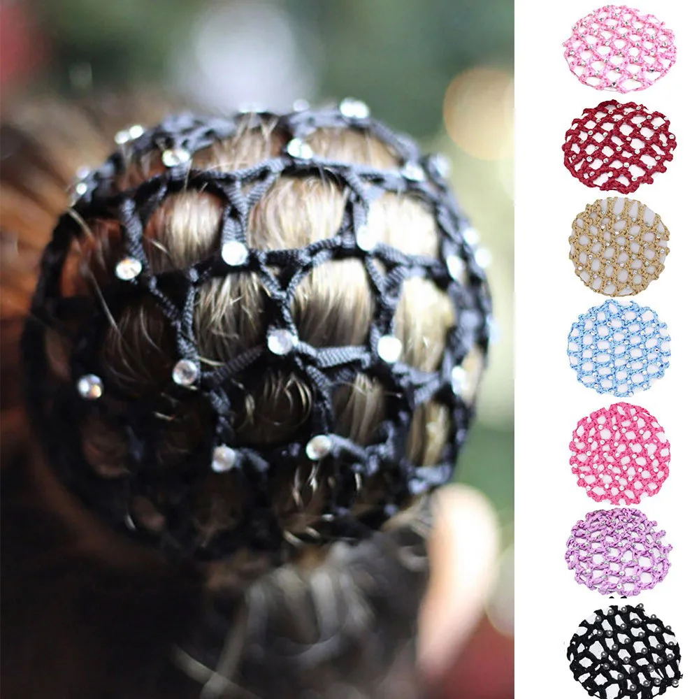 Women Hair Accessories Women Hair Bun Cover Snood Rhinestone