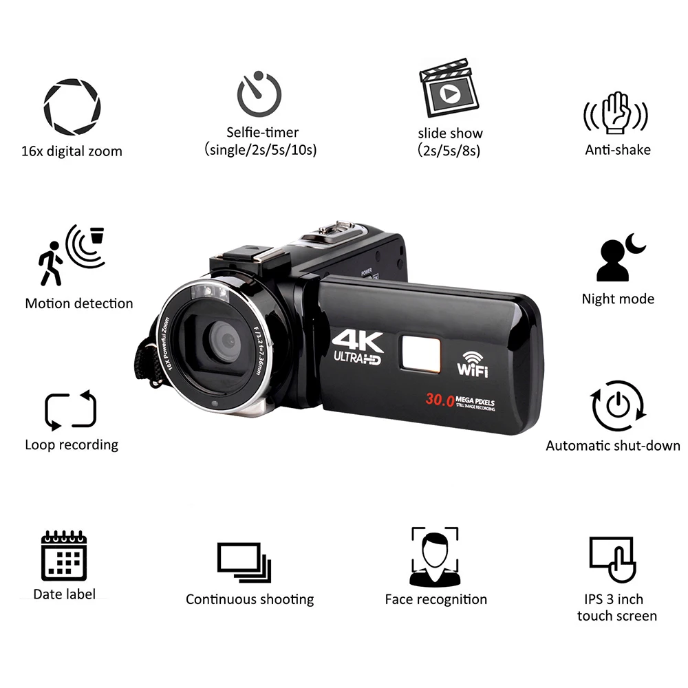 4K HD съемка Водонепроницаемая цифровая видео цифровая камера путешествия Приключения дома профессиональная инфракрасная ночная съемка ручной DV