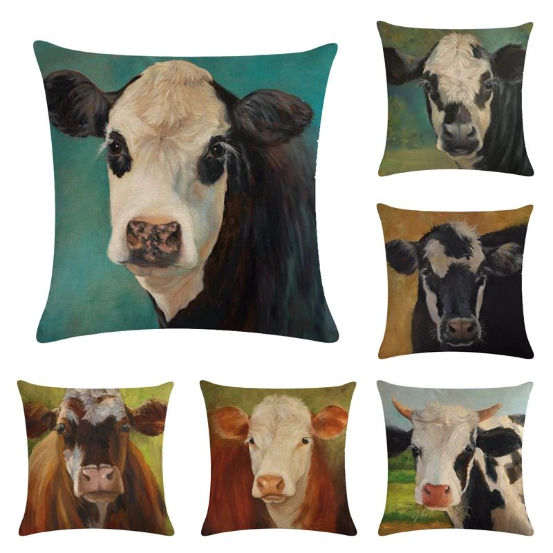 

45 * 45 Cm Thick and Hard-working Cow-pattern Pillowcase for Square Sofa Cushion Cover for Home/car/office Decoration