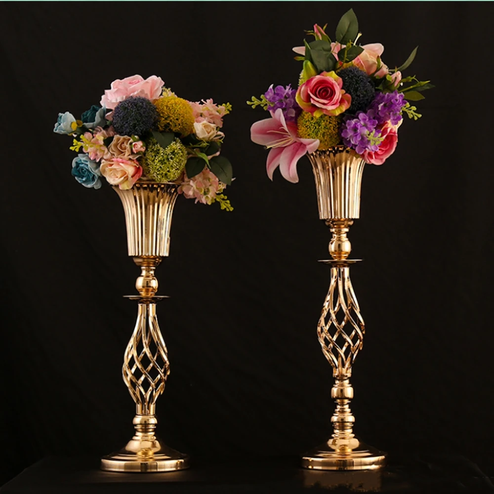 Metal Flower Vase Hollow Flower Road Lead Wedding Tabletop Centerpiece