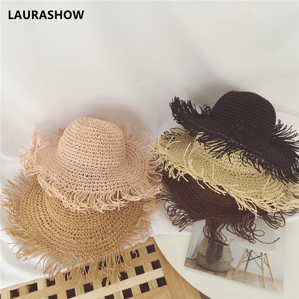 2019 детская шляпа от солнца LAURASHOW детские летние шляпы для девочек соломенная с