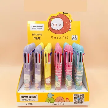 

36pcs/pack 7 colors multicolor ballpoint pen press ball pen Japanese cartoon Corner creature children stationery gift prize