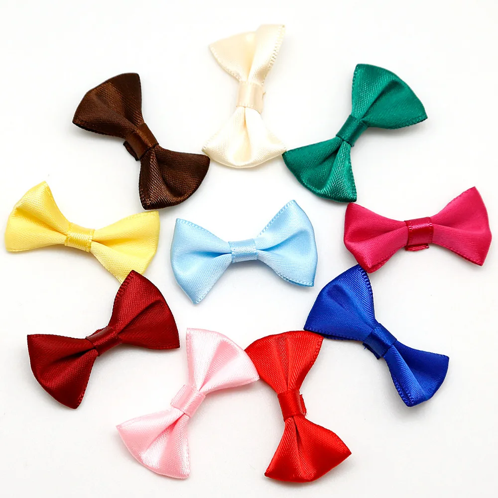 100Pcs 4x2.5cm Mini Satin Ribbon Bowknot Hair Clips Bow Craft For Sewing Bow Tile Scrapbooking