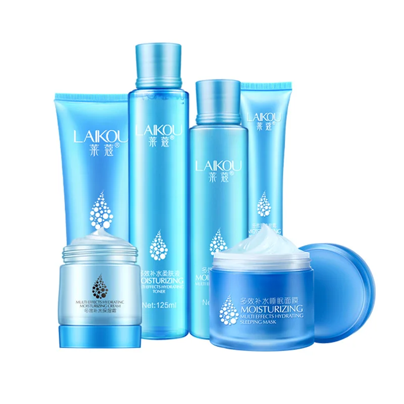 

Hyaluronic Acid Facial Skin Care 6 Pcs Suit Face Skin Care Set Moisturizing Cream+Toner+Cleanser+Eye Cream+Lotion+Sleeping Mask