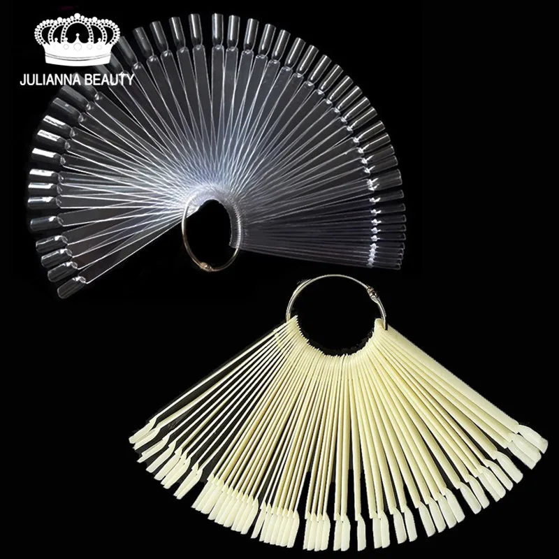 Natural Claro Plástico Unha Arte Dicas Varas Falsas Polonês Exibição Fan Board Prática Ferramentas Cor Pops 3*50 Pçs 11 Beleza e saúde