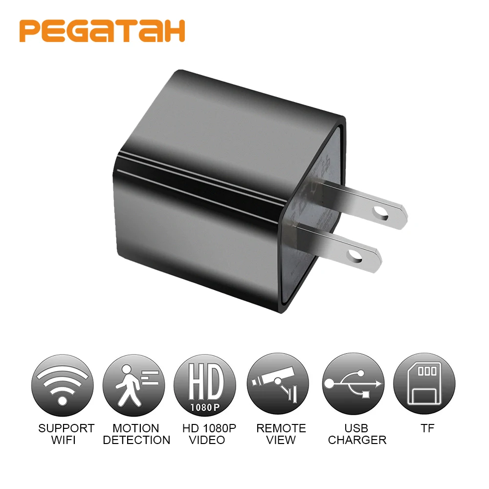 

New 2MP HD Wifi USB Charger Camera Mini Camera with Motion Detection Wifi Remote View Max Support 128G TF Card P2P Micro Cam