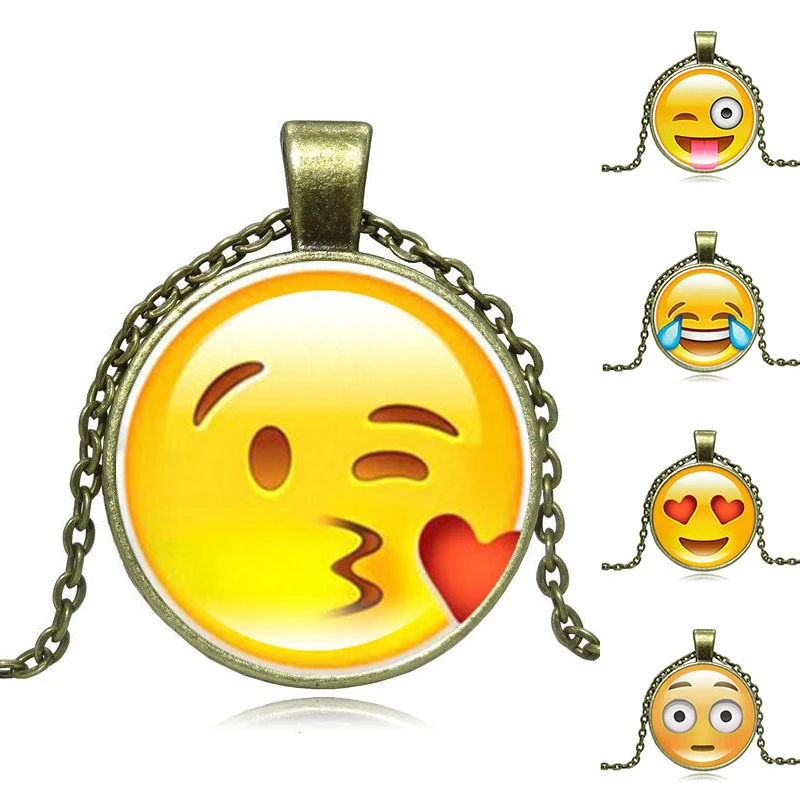 17日本ライン絵文字ペンダントネックレスジュエリー怒っている泣い愛ハート目ニヤリ Smirkingステートメントネックレス Statement Necklace Necklace Jewelrypendant Necklace Aliexpress