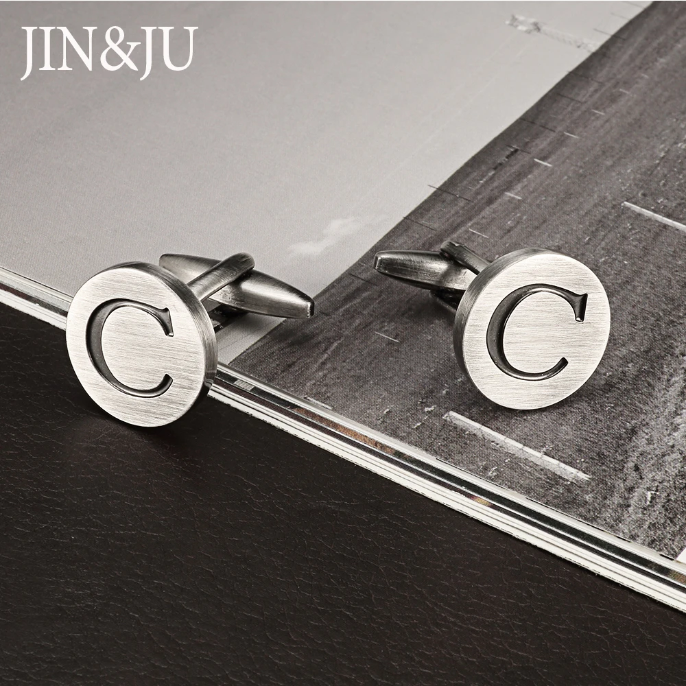 JIN& JU античные серебряные запонки с круглыми буквами C изысканные запонки из Китая