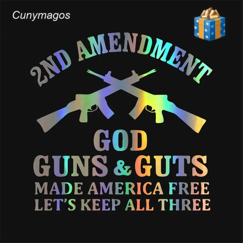 

Car Styling 2nd Amendment Dieu Guns & Guts Made America Let's Free Keep All Three 13.8cm * 13.5cm