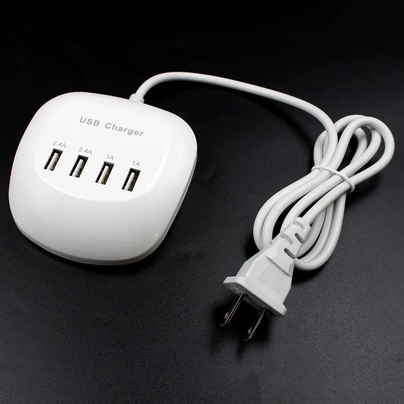 

Portable 4 Ports USB Travel Charger Fast Quick Charge Charging Adapter Wall Charger for Samsung for ipad iPhone X US Plug FS